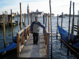 At the gondola stand; Brasilica di San Marco